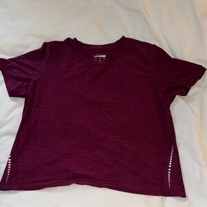 Burgundy Short Sleeve Workout Top